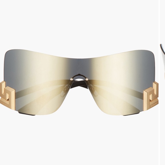 Versace Gold Mirror Shield Sunglasses